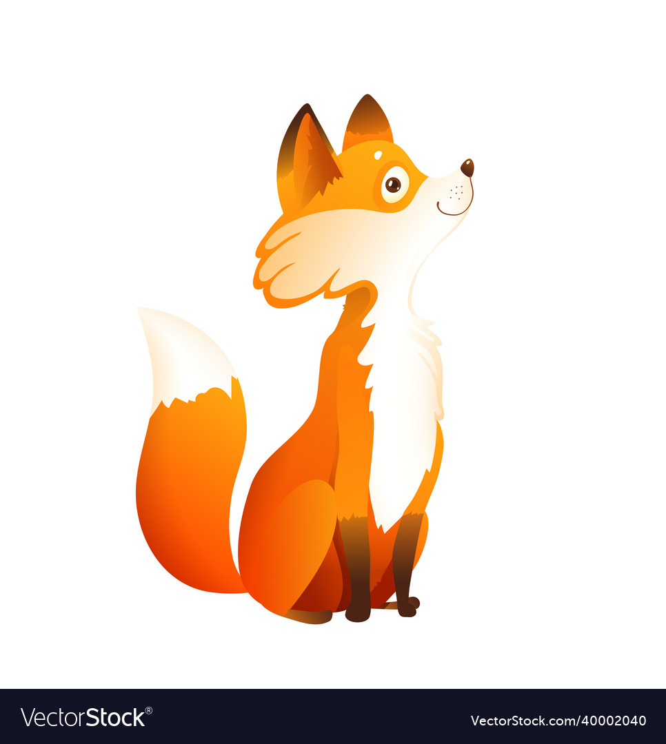 Baby red fox kids animal cartoon Royalty Free Vector Image