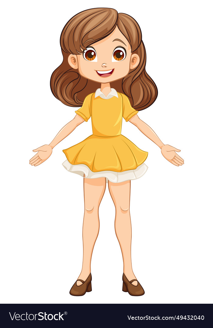 Cheerful girl cartoon character standing Vector Image