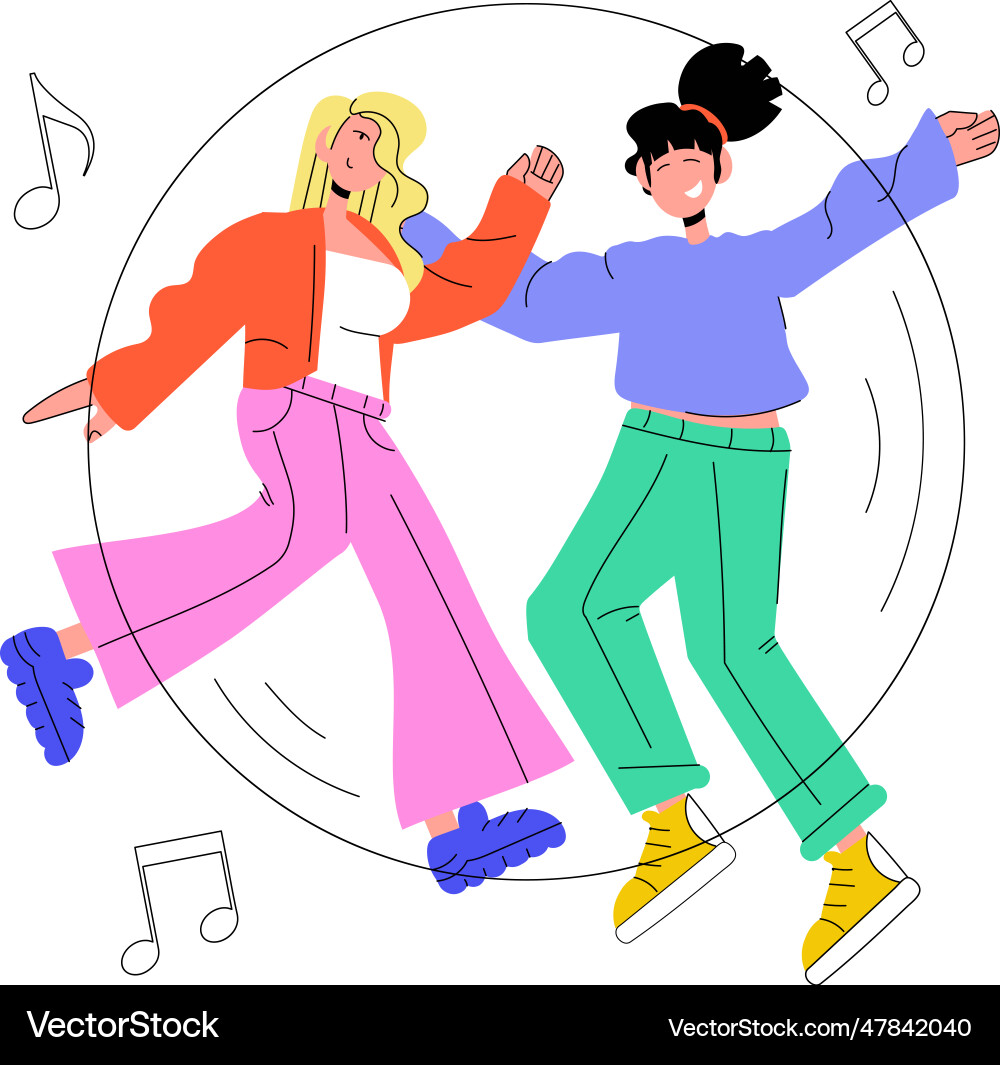 Friends dancing Royalty Free Vector Image - VectorStock