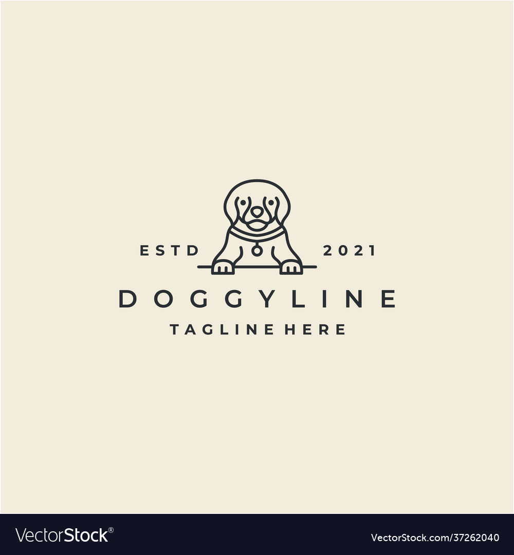 Vintage line art dog logo design vector image Vintage line art dog logo design