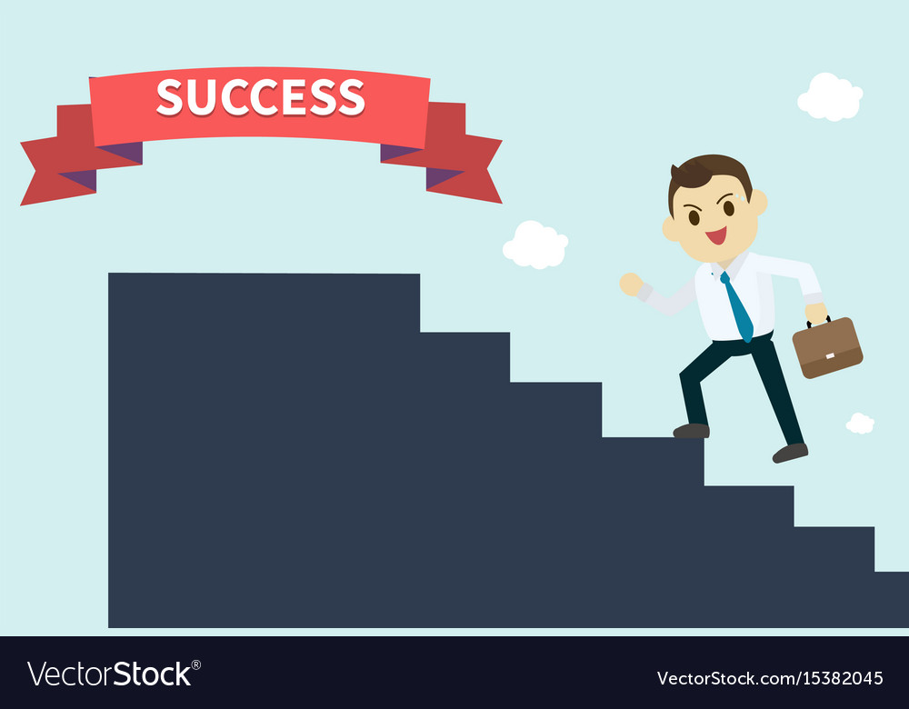 Businessman Wear White Shirt Go To Success Vector Image