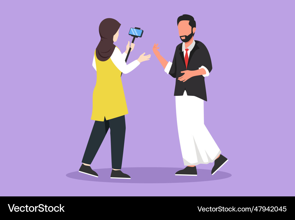 Cartoon flat style drawing blogging vlogging live Vector Image