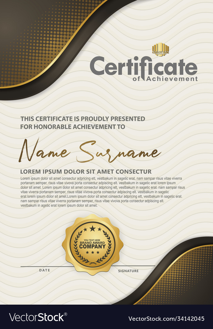 Certificate Template With Luxury And Elegant Vector Image