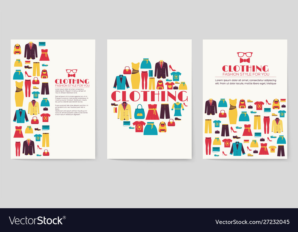 Clothes brochure cards set print art Royalty Free Vector