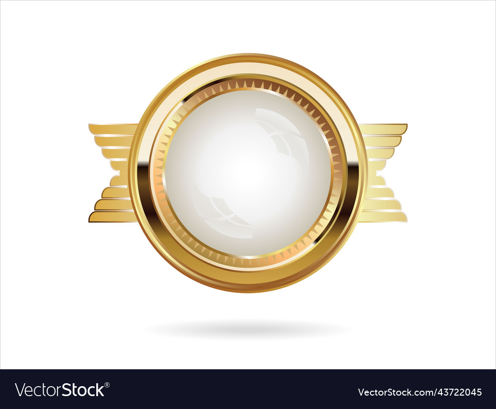 Golden badge retro style isolated on white Vector Image