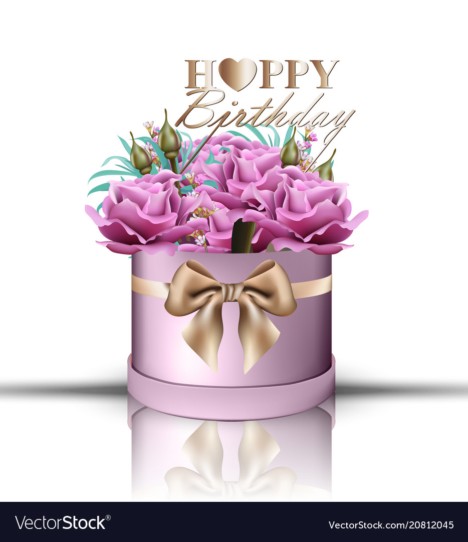 Happy birthday roses bouquet vintage Royalty Free Vector