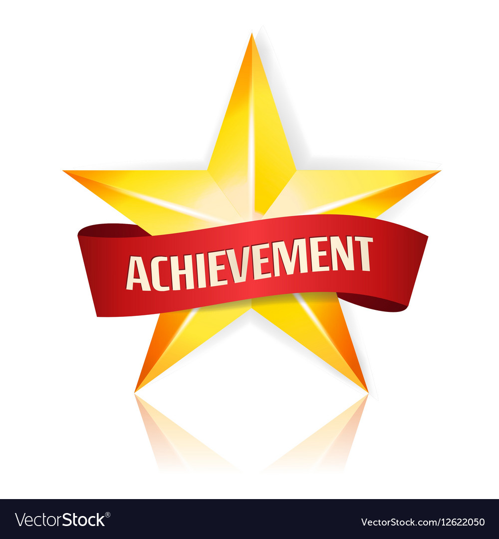 Achievement star with red ribbon yellow Royalty Free Vector