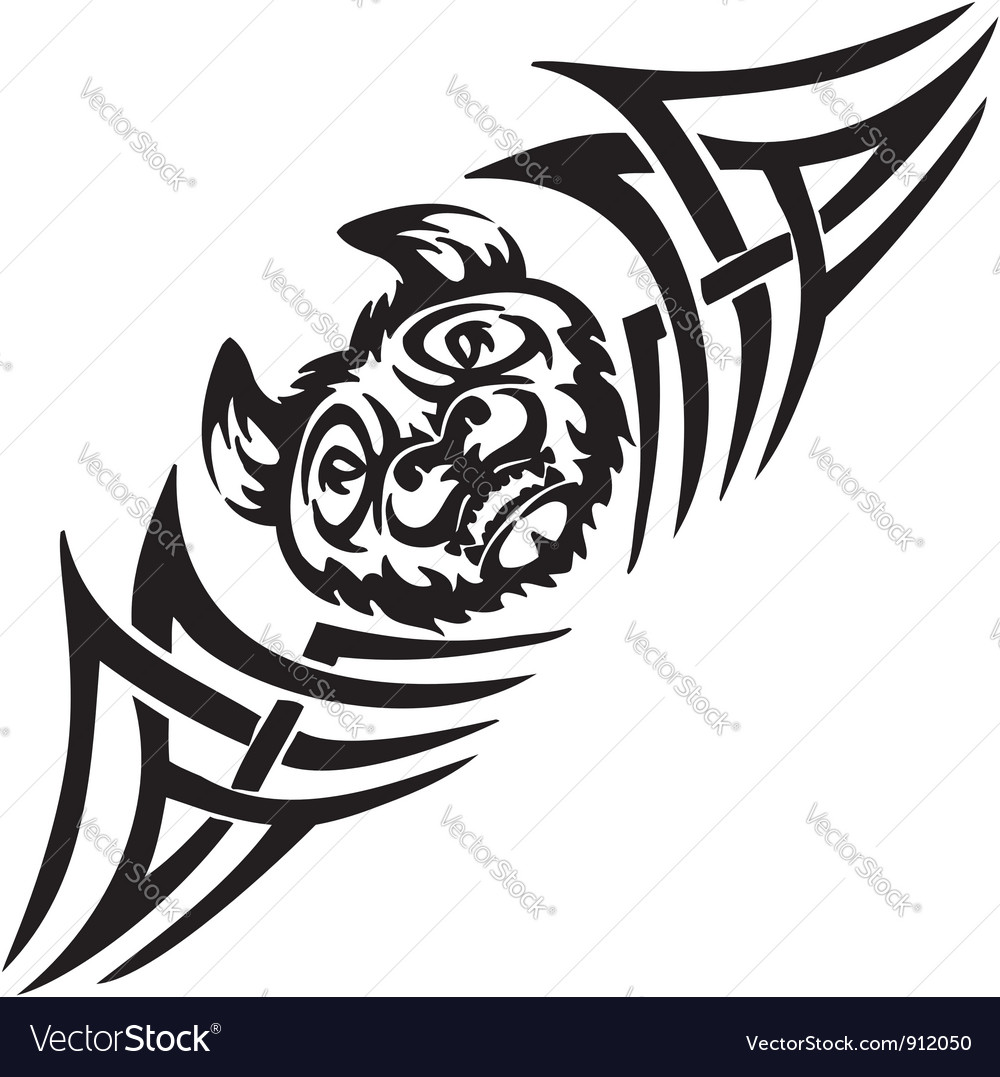 Bat and symmetric tribals Royalty Free Vector Image