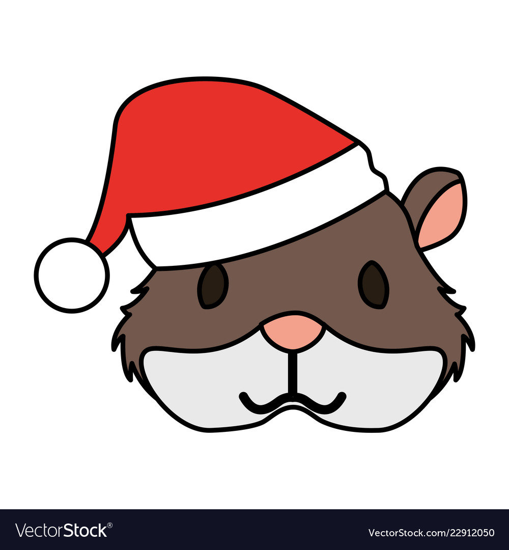 Cute hamster with warm hat christmas Royalty Free Vector