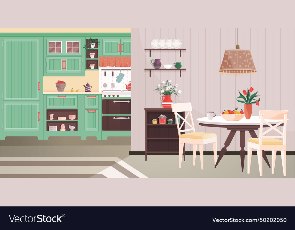 Kitchen interior decorate your domestic Royalty Free Vector