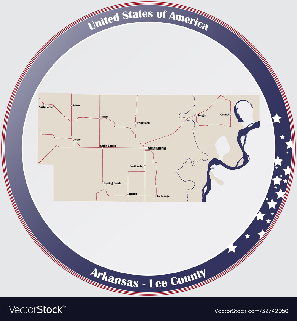 Map lee county in arkansas Royalty Free Vector Image