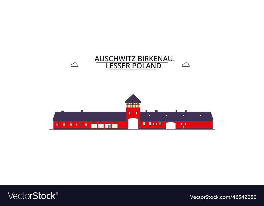 Poland auschwitz birkenau tourism landmarks Vector Image