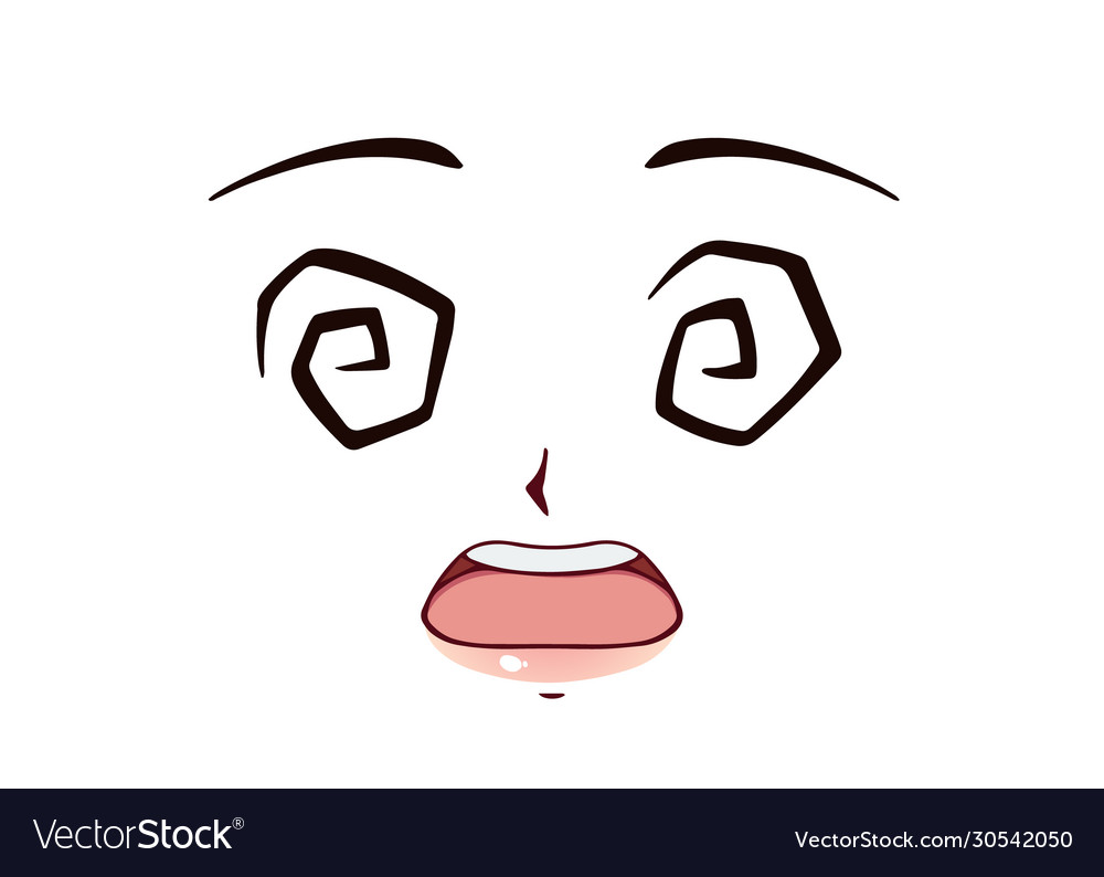 Premium Vector  Scared anime face manga style big blue eyes little nose  and kawaii mouth hand drawn vector cartoon illustration