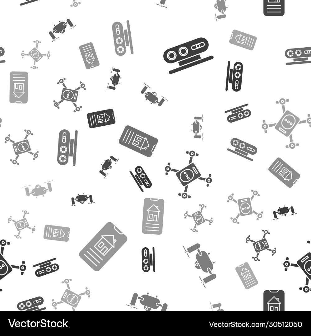 Set 3d Scanning System Drone Flying With Action Vector Image