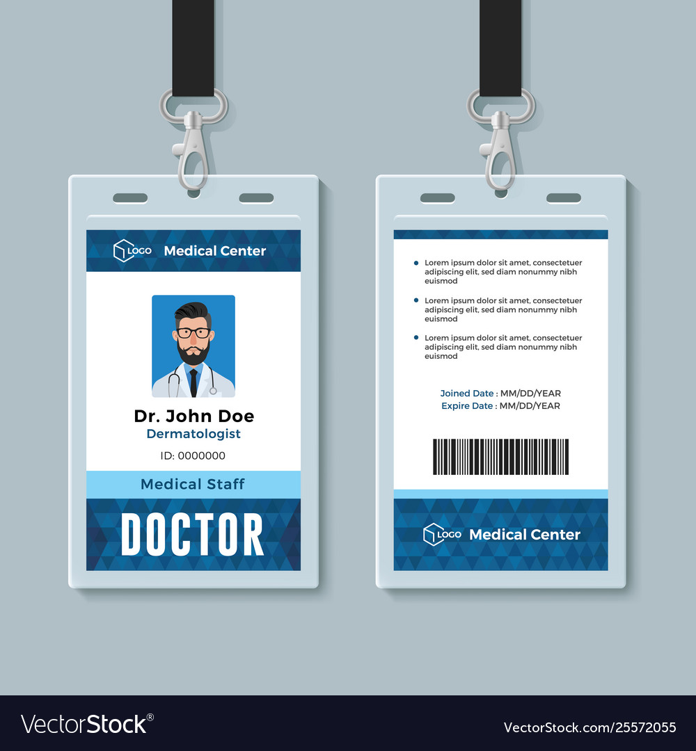 Doctor id card medical identity badge design Vector Image