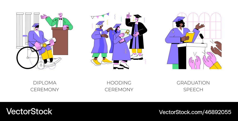 Graduation ceremony isolated cartoon Royalty Free Vector