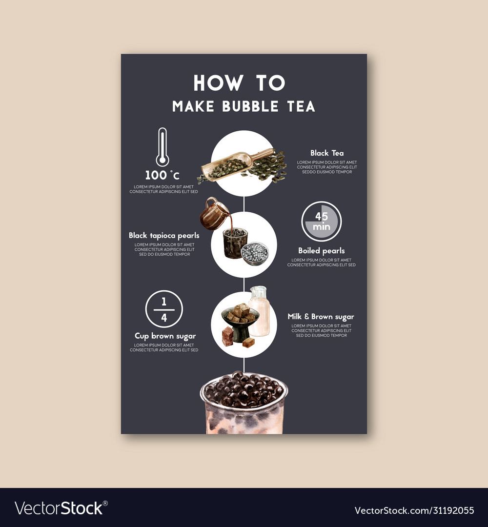 how-to-make-bubble-milk-tea-homemade-ad-content-vector-image