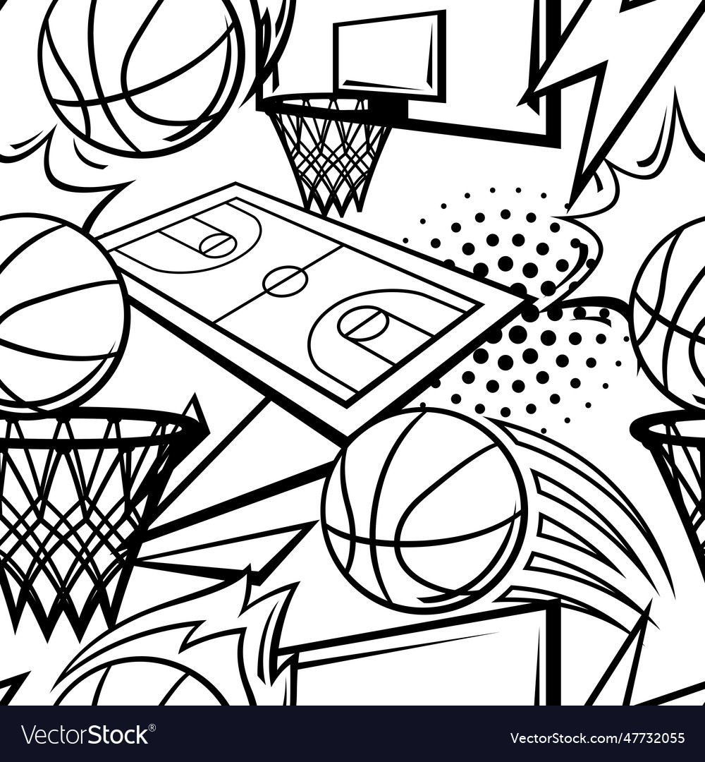 Pattern with basketball items sport club Vector Image