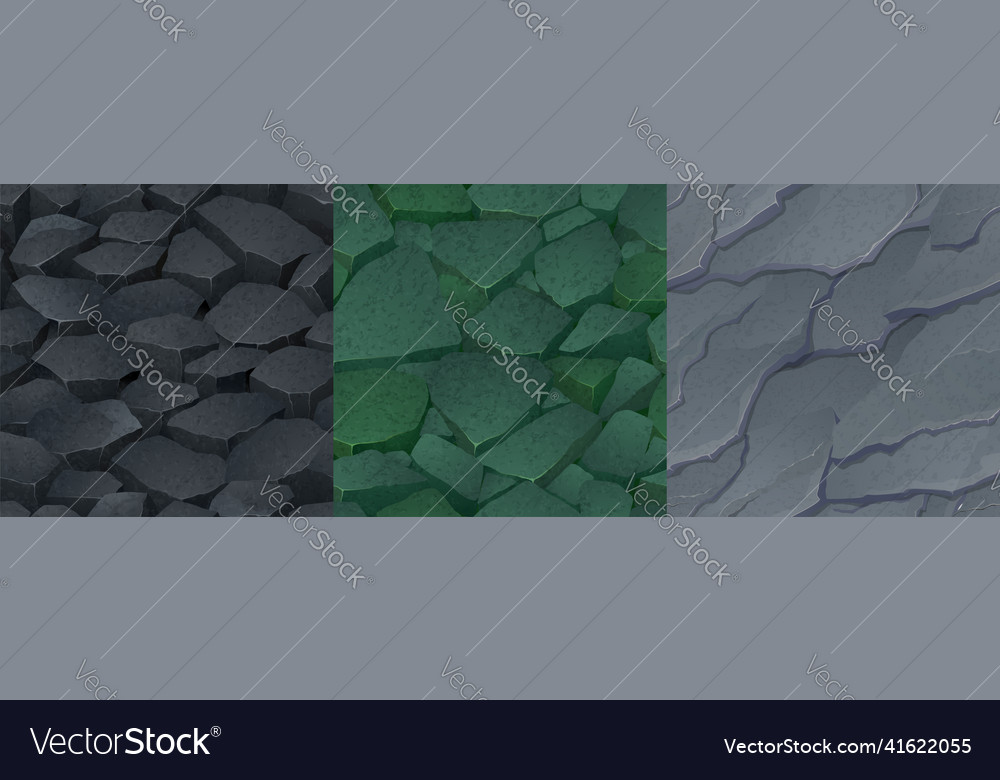 Stone ground and rocks surface textures Royalty Free Vector