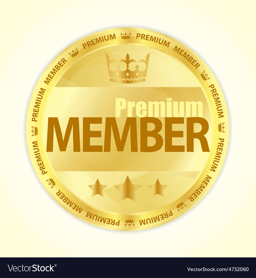 Badge with title Premium member in gold color Vector Image