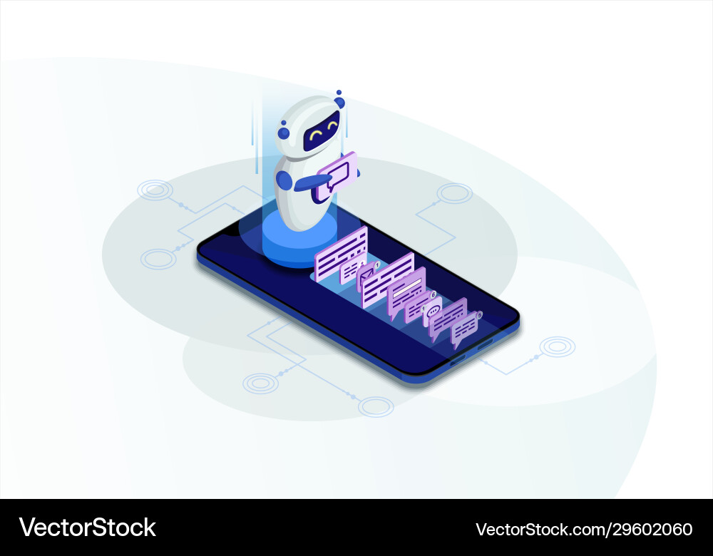 Chatbot isometric Royalty Free Vector Image - VectorStock