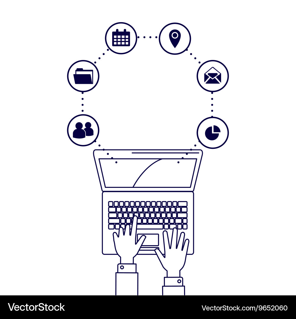 Computer network line style Royalty Free Vector Image