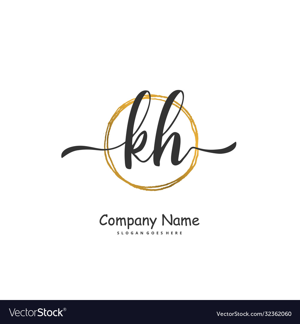 K H Kh Initial Handwriting And Signature Logo Vector Image