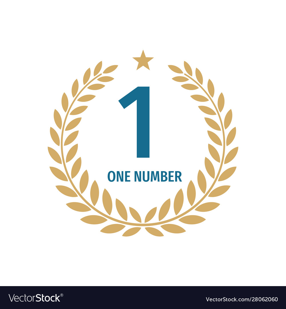 Number one badge logo design with a laurel wreath Vector Image