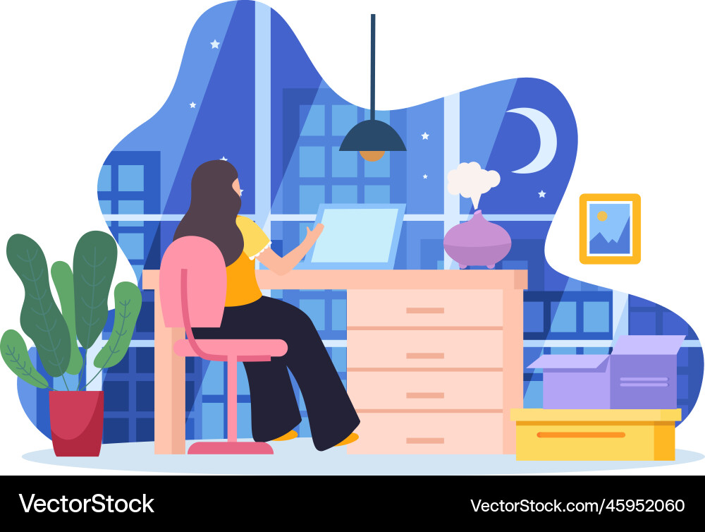 Overtime Work Stress Composition Royalty Free Vector Image