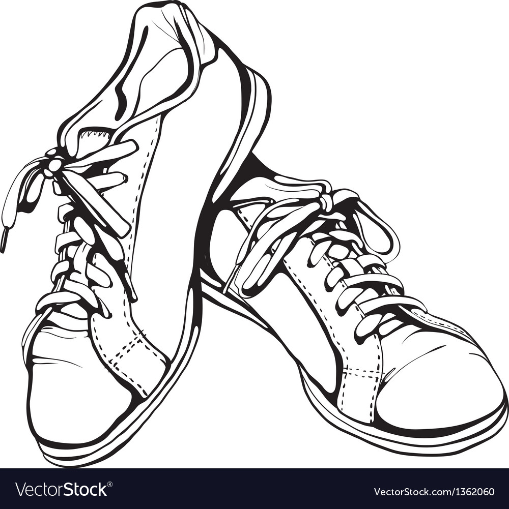 Shabrunning shoes in black ink Royalty Free Vector Image