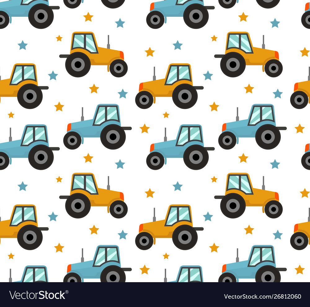 Tractor seamless pattern baby cars for boys Vector Image