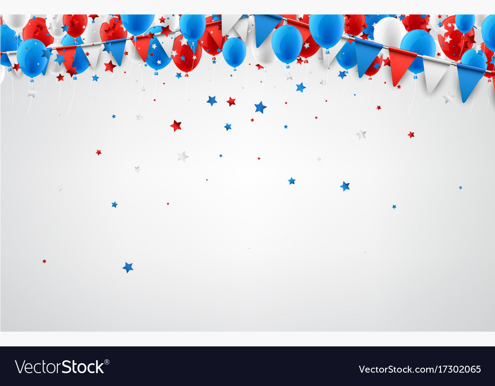 Background with flags and balloons Royalty Free Vector Image