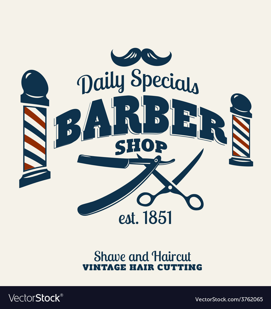 Barber shop emblem Royalty Free Vector Image - VectorStock