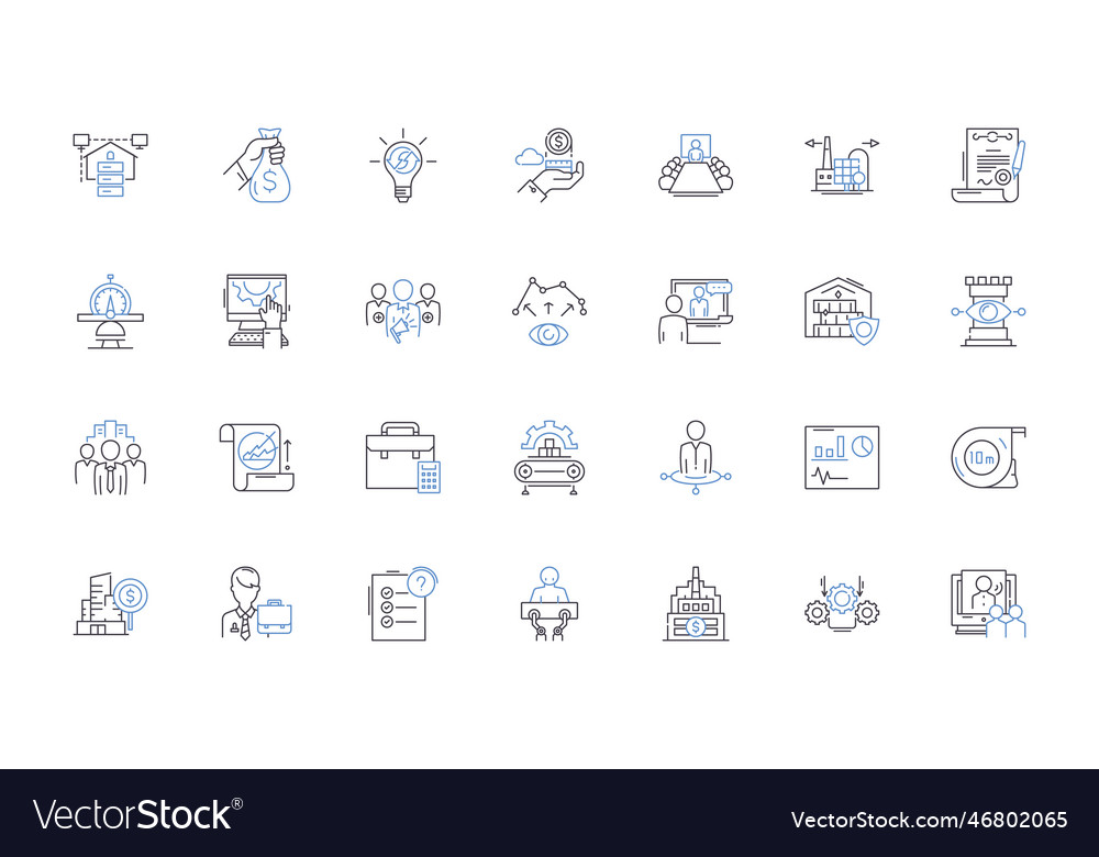 Factory output line icons collection production Vector Image