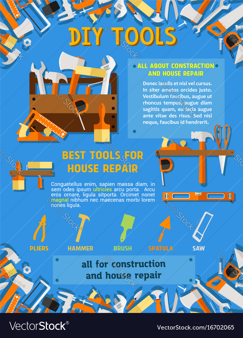 House repair tool and carpentry equipment poster