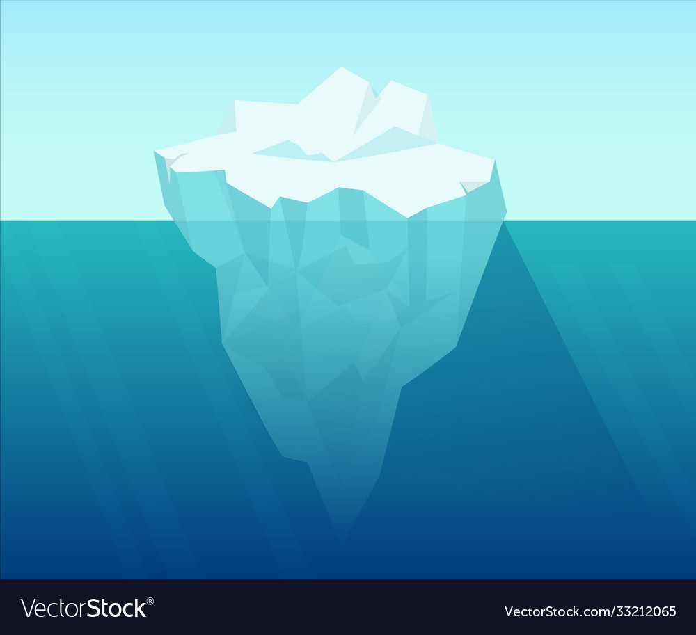 Iceberg in ocean underwater block ice floating Vector Image