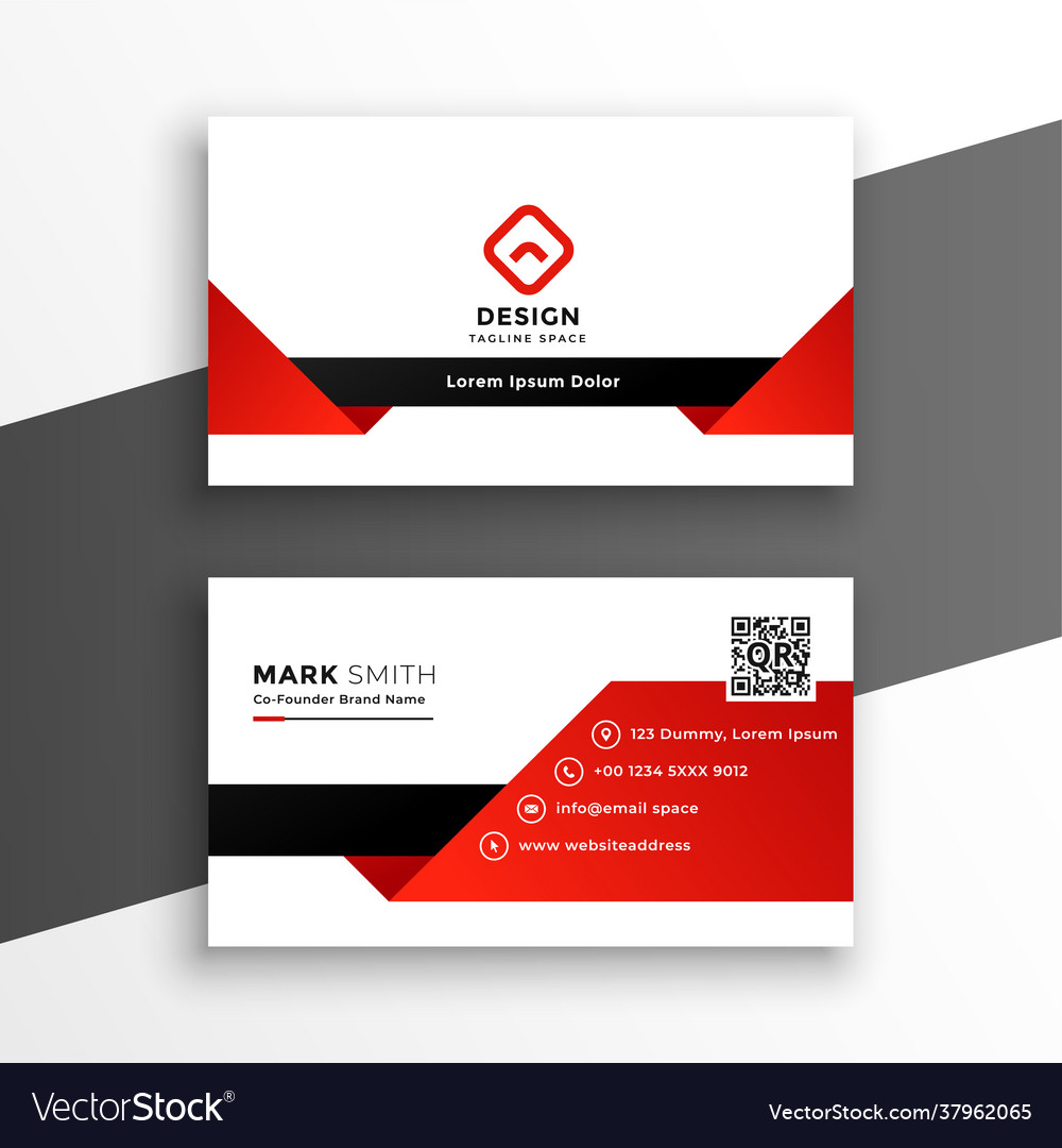 Red and white modern business card design template