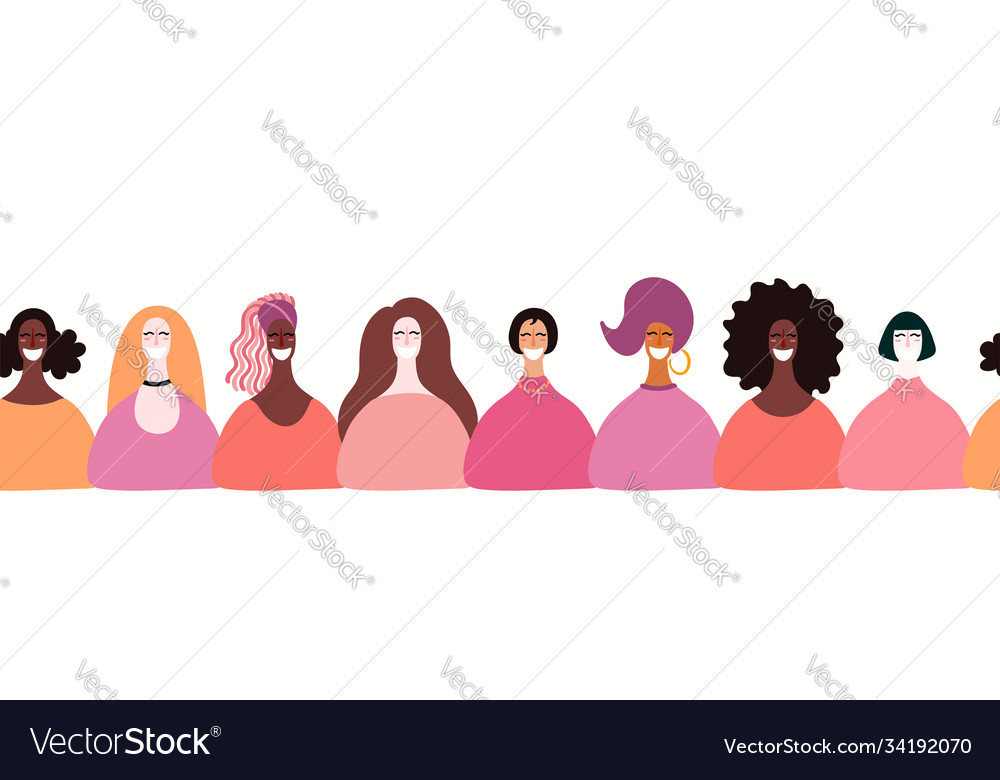 Diverse women seamless border Royalty Free Vector Image