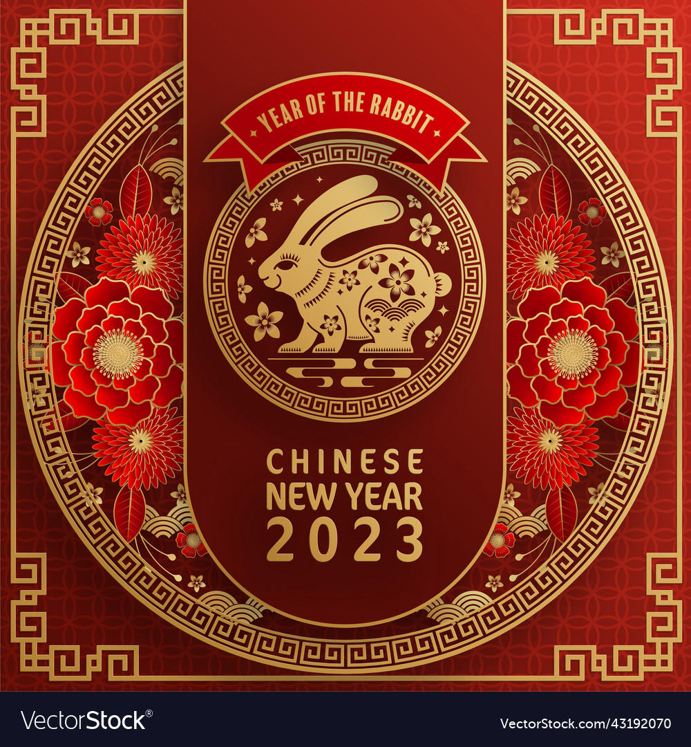 Happy chinese new year 2023 of the rabbit Vector Image