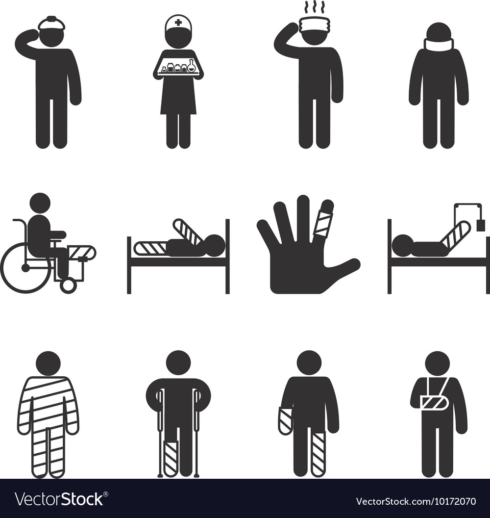 Injury Icons Trauma And Sickness Royalty Free Vector Image