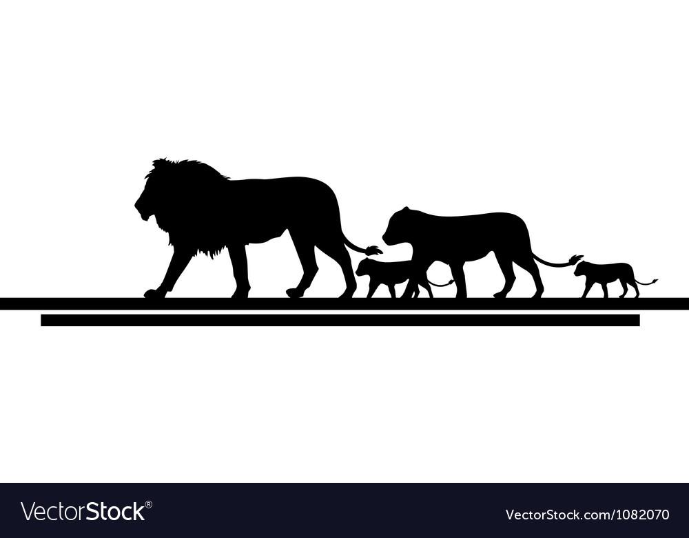 Lion family silhouette Royalty Free Vector Image