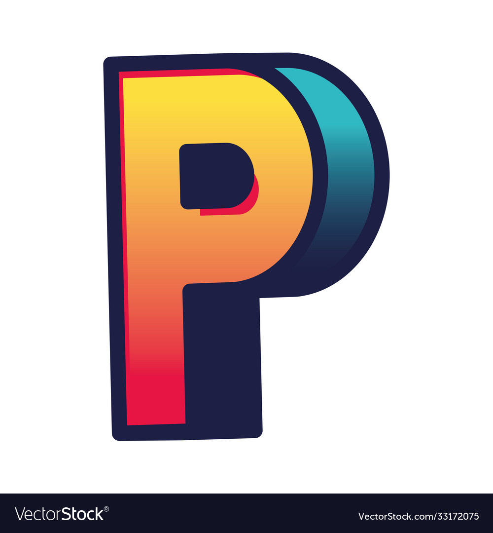 3d p gradient letter design Royalty Free Vector Image