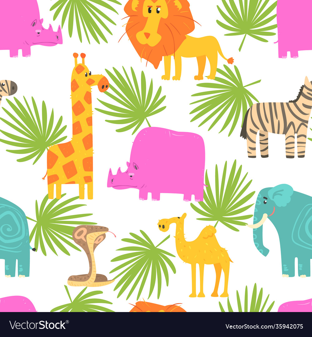 African animals seamless pattern repeating print Vector Image African animals seamless pattern repeating print Vector Image