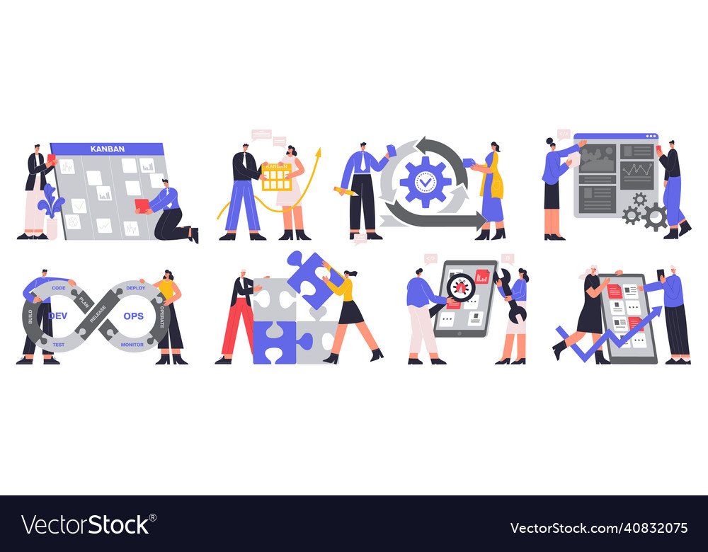 Agile project management devops team and scrum Vector Image