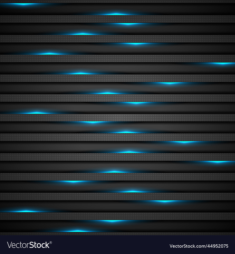 Black stripes with blue neon light tech background