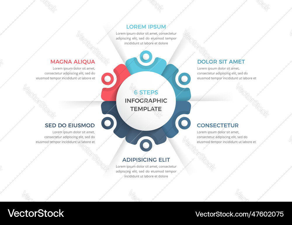 Circle infographics with six elements Royalty Free Vector