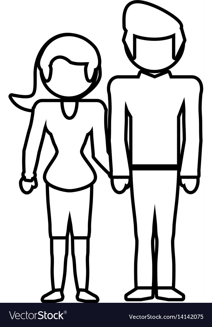 Couple parents family member outline Royalty Free Vector