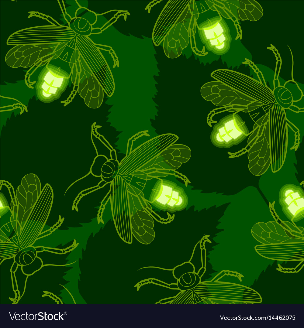 Firefly seamless pattern Royalty Free Vector Image