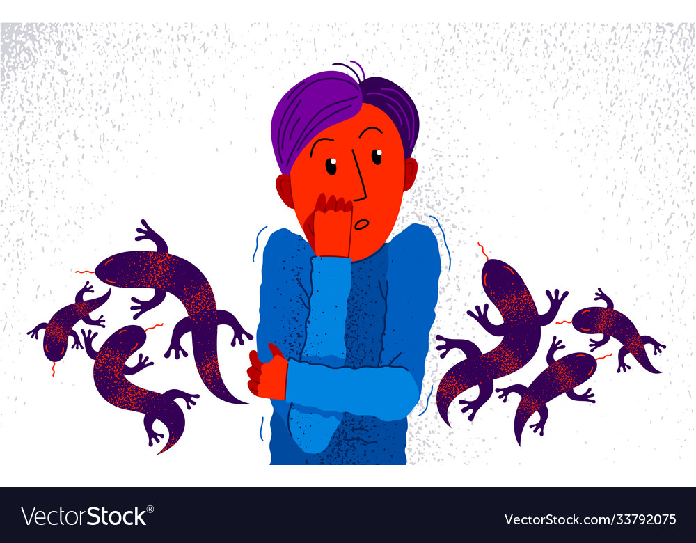 Herpetophobia fear reptiles snakes and lizards Vector Image
