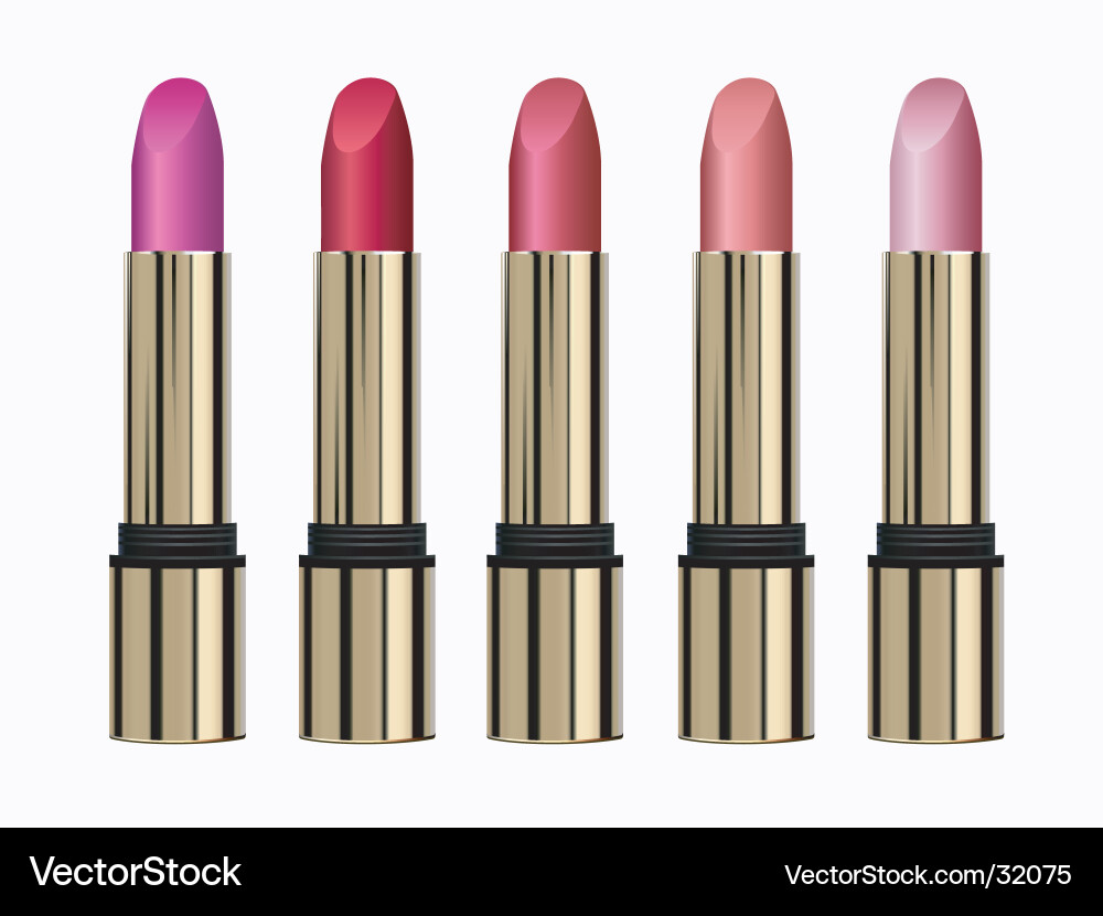 Lipstick with golden tube Royalty Free Vector Image